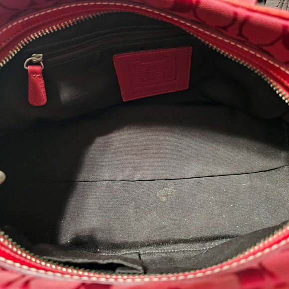 2005 Vintage Y2K Coach Monochrome Red Hampton Bowler Style Satchel Purse - Picture 9 of 10